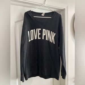 Grey PINK oversized crew neck sweatshirt